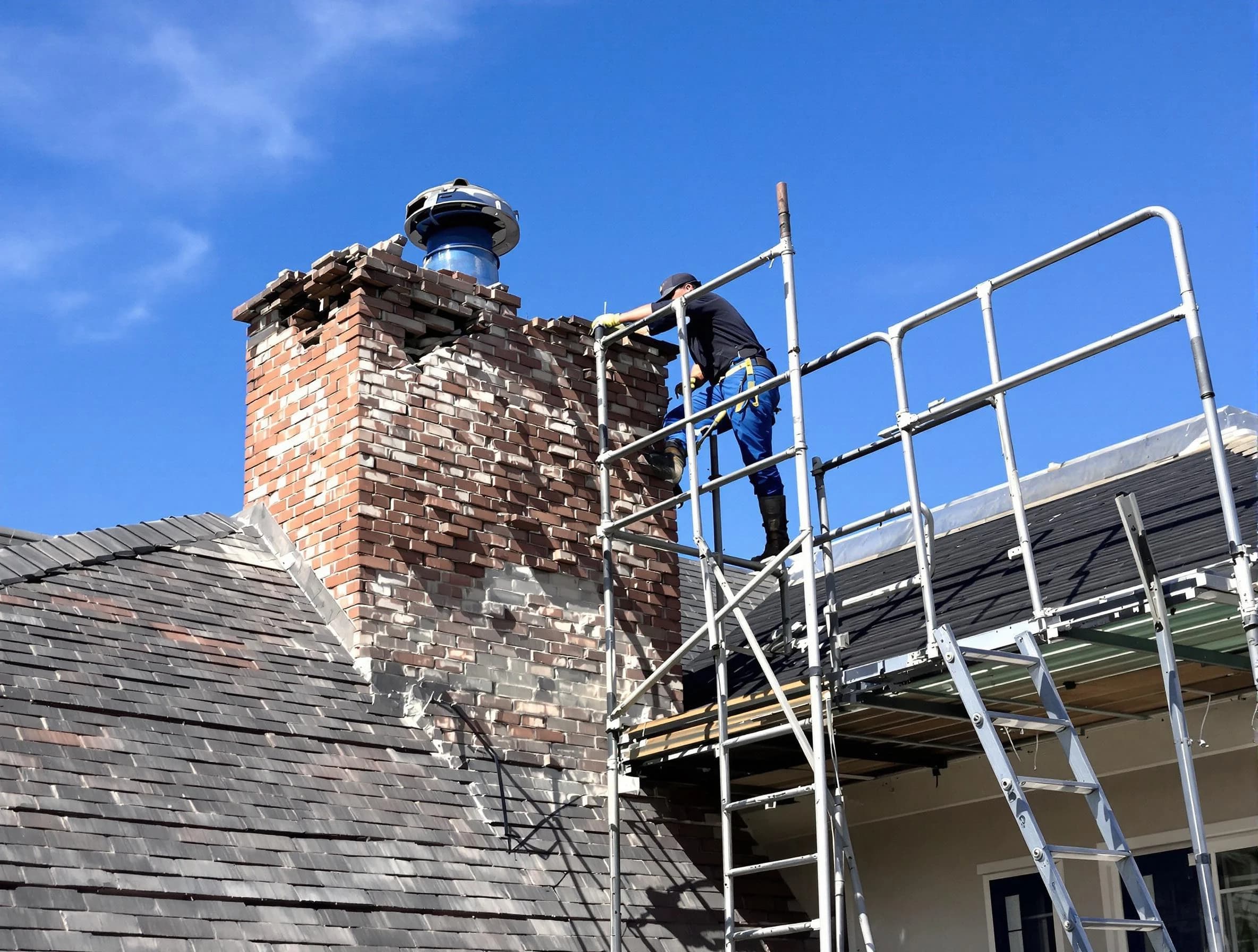Rebuilding a chimney structure by Wakefield Chimney Sweep in Wakefield, MA