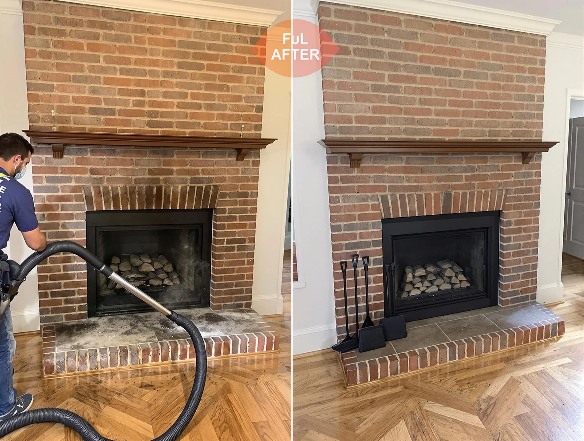 Wakefield Chimney Sweep carefully sanitizing a fireplace in Wakefield, MA