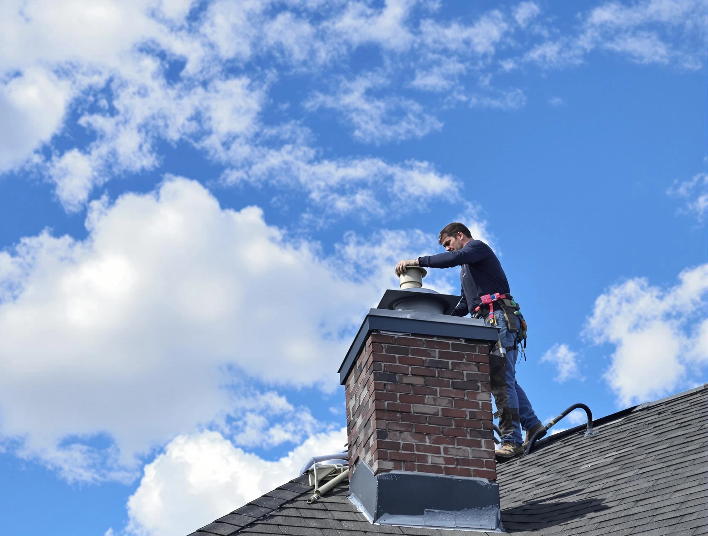 Wakefield Chimney Sweep installing a sturdy chimney cap in Wakefield, MA