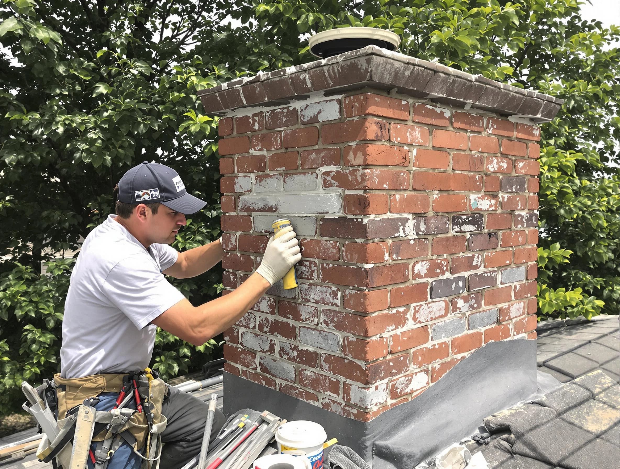 Wakefield Chimney Sweep restoring an aging chimney in Wakefield, MA