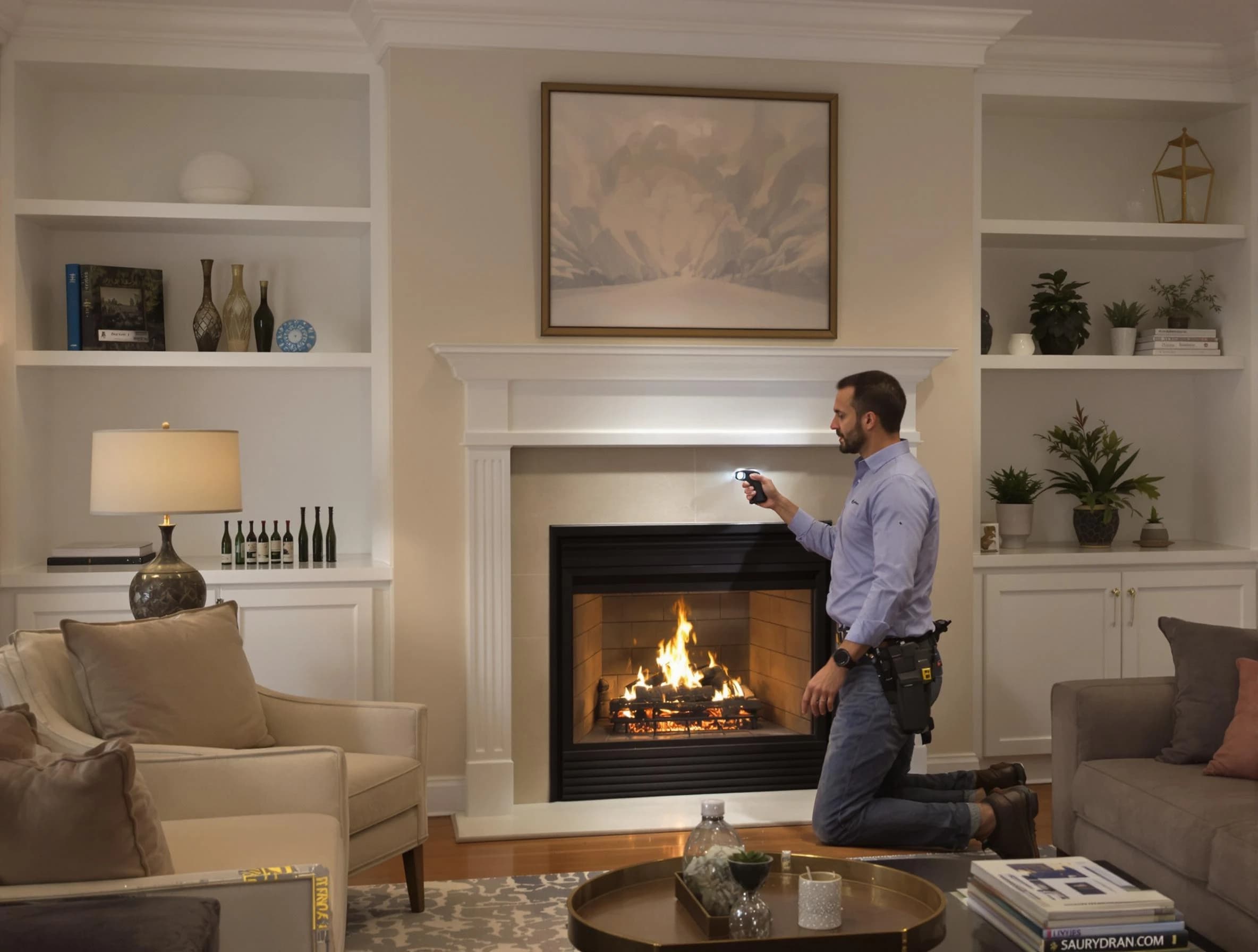 Wakefield Chimney Sweep conducting a fireplace safety inspection in Wakefield, MA