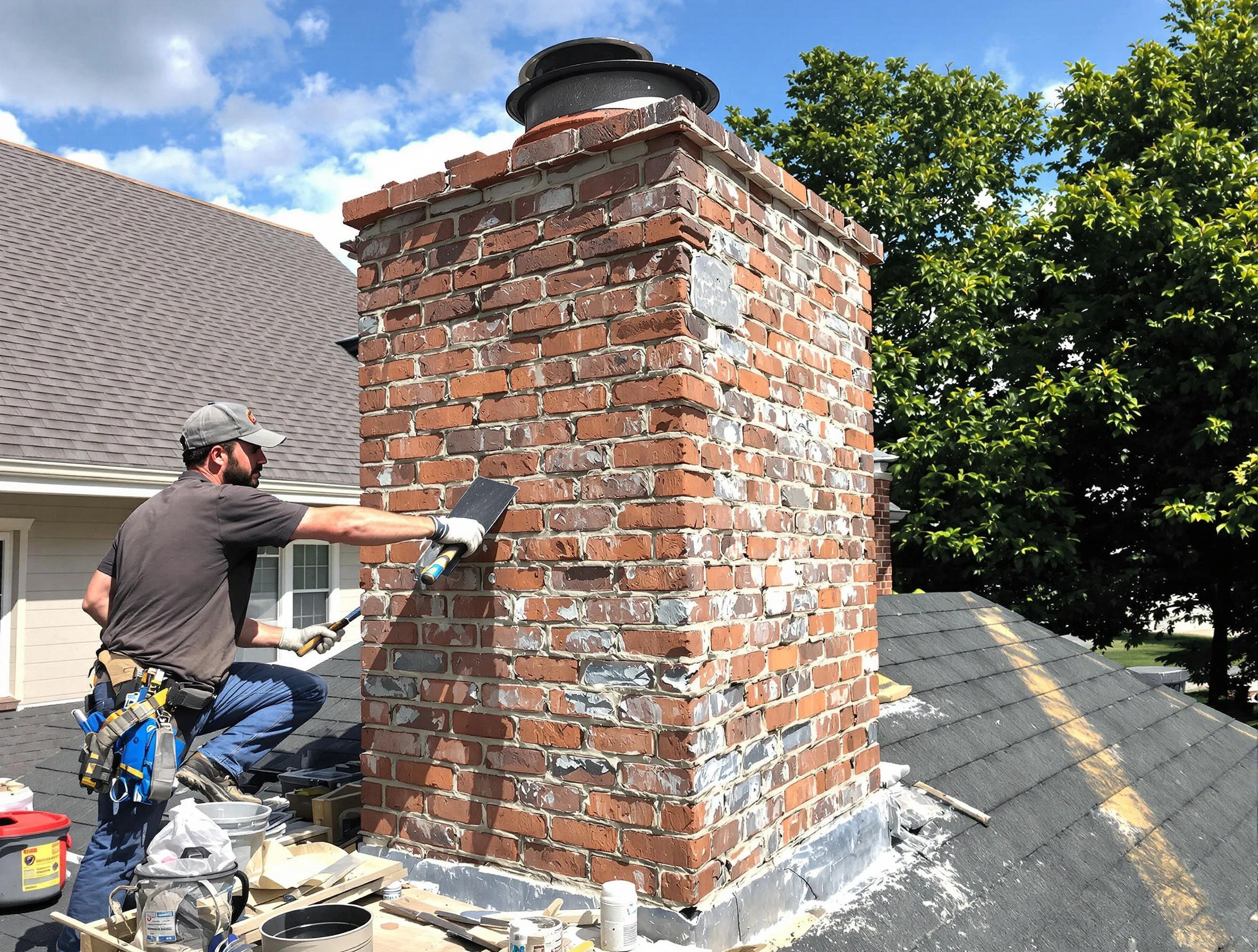 Completed chimney rebuild by Wakefield Chimney Sweep in Wakefield, MA