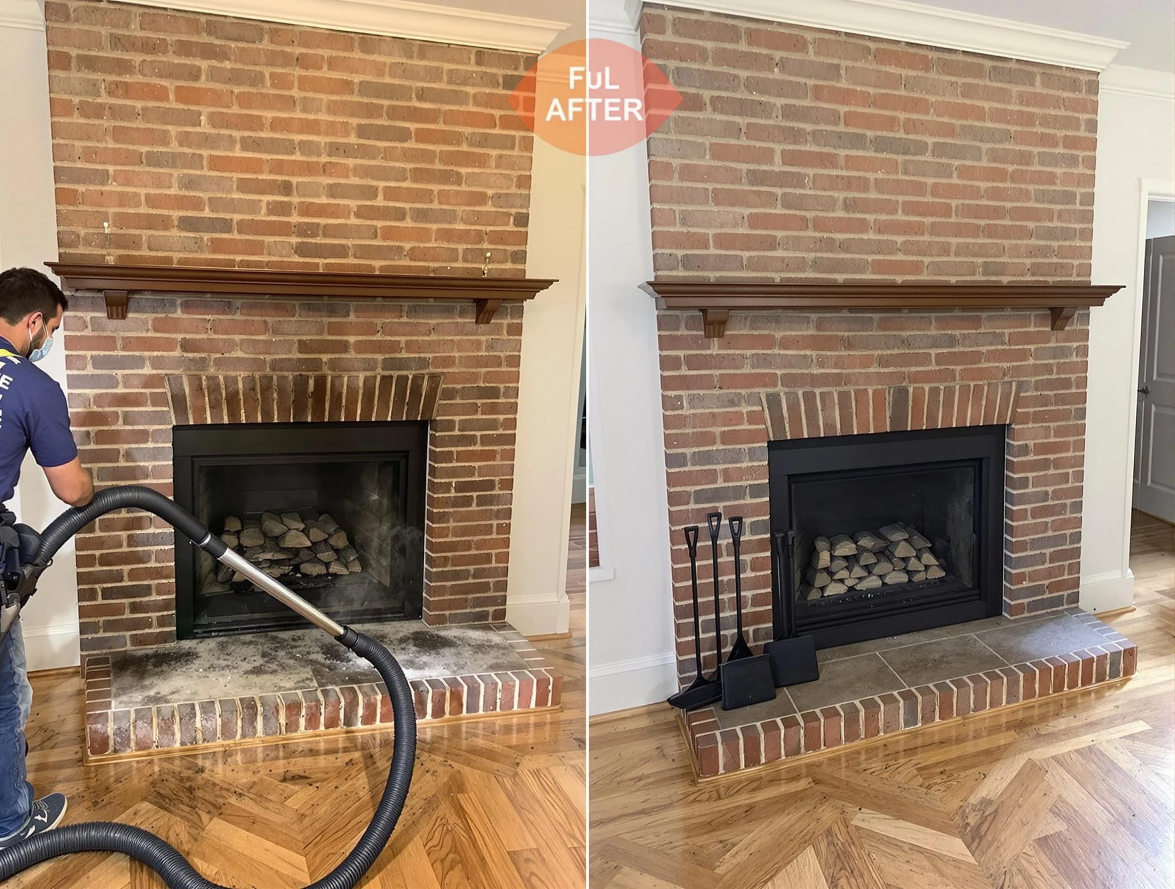Wakefield Chimney Sweep carefully sanitizing a fireplace in Wakefield, MA