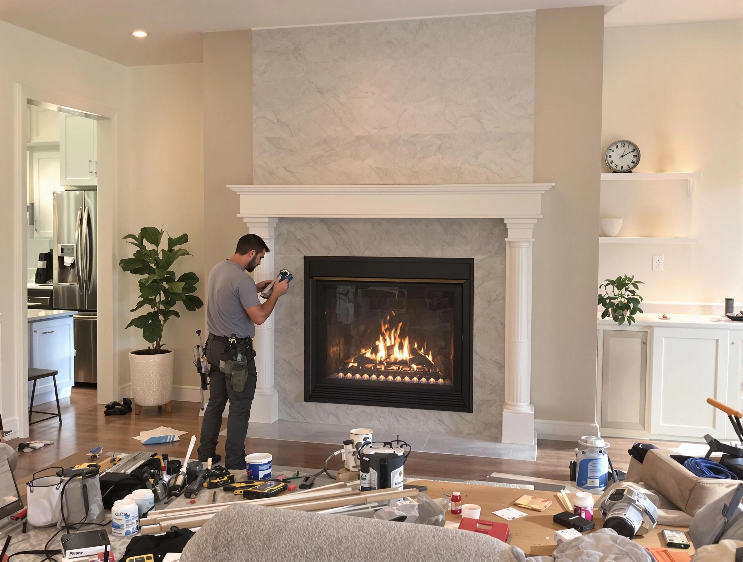 Newly installed fireplace by Wakefield Chimney Sweep in Wakefield, MA